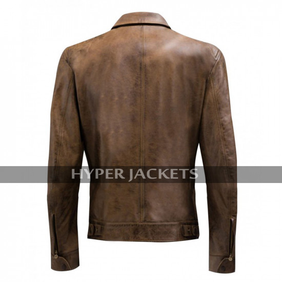 Chris Evans Avengers Age Of Ultron Captain America Brown Biker Leather Jacket