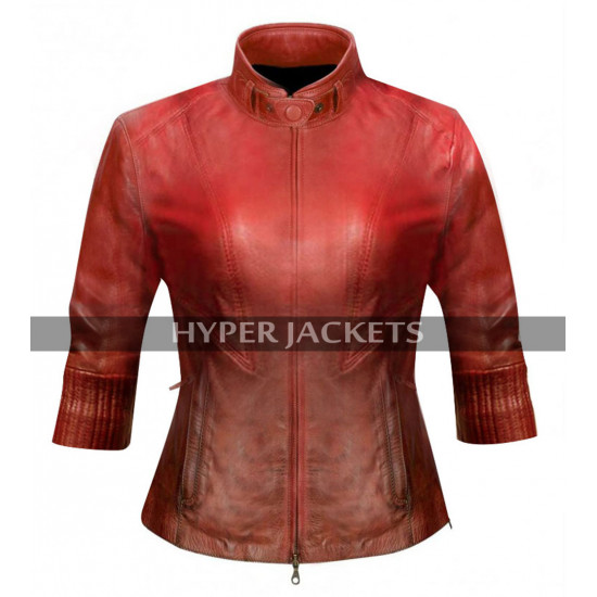 Scarlet Witch Avengers Age of Ultron Wanda Elizabeth Olsen Red Leather Jacket