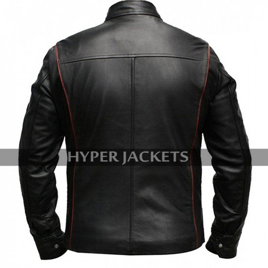 Mass Effect 3 N7 Commander Shepard Costume Biker Black Leather Jacket