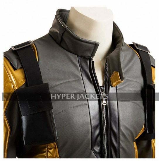 Overwatch Soldier 76 Gold Version Cosplay Costume Leather Jacket 