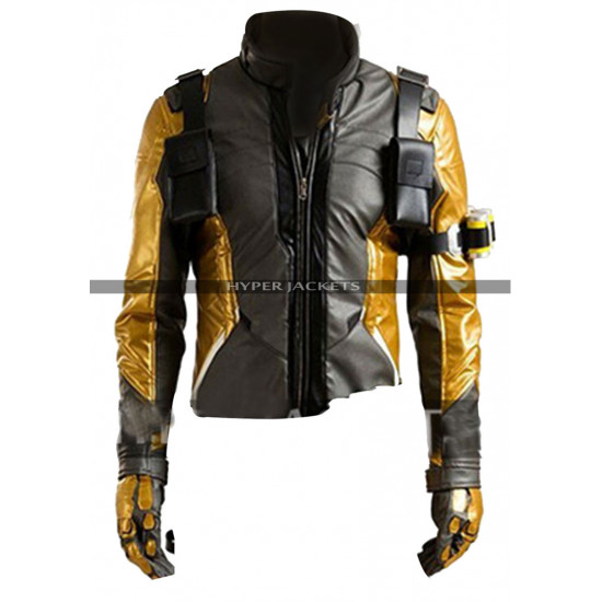 Overwatch Soldier 76 Gold Version Cosplay Costume Leather Jacket 