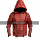Arrow Season 3 Roy Harper Red Hooded Leather  Jacket