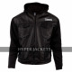 Sons Of Anarchy SOA Highway Zip Up Hooded Black Biker Leather + Wool Jacket