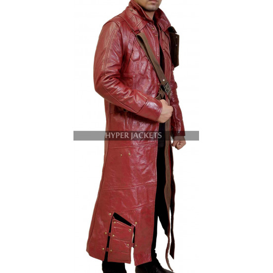 Peter Quill Guardians Of Galaxy Star Lord Costume Red Leather Coat