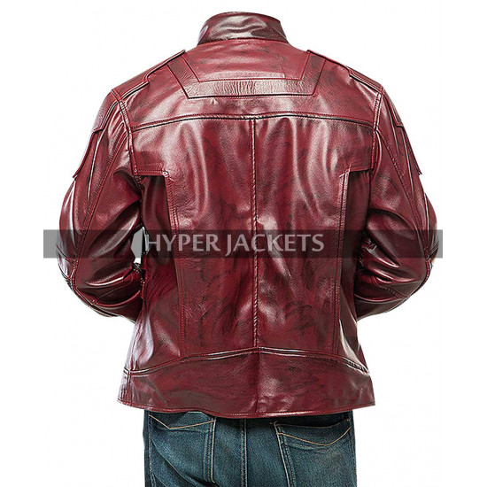 Star Lord Guardians Of Galaxy Vol 2 Chris Pratt Maroon Costume Leather Jacket