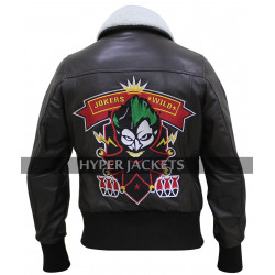 Harley Quinn Bombshell Jokers Wild Fur Collar Bomber Brown Leather Jacket