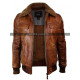 Vintage Mens B3 Washed Rust Removable Fur Collar Aviator Pilot Jacket