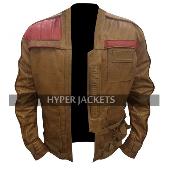 John Boyega Star Wars The Force Awakens Finn Brown Biker Costume Leather Jacket