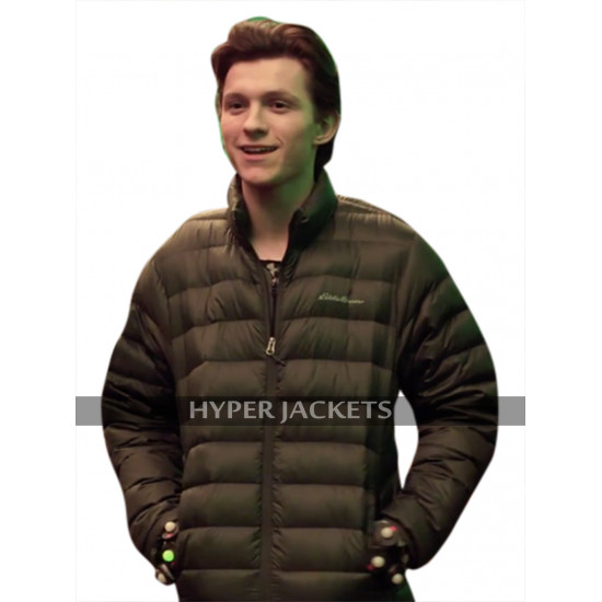 Tom Holland Avengers Infinity War Peter Parker Quilted Bomber Brown Jacket