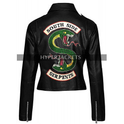 Womens Riverdale Southside Serpents Black Biker Leather Jacket