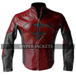 Superman Smallville Red And Black Costume Tom Welling Biker Leather Jacket