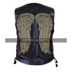 Daryl Dixon Walking Dead Governor Angel Wings Black Leather Vest