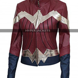 Wonder Woman Gal Gadot Maroon Leather Jacket 