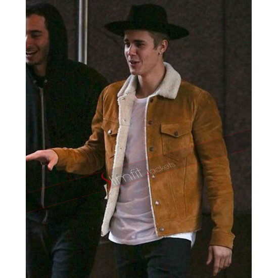 Justin Bieber Saint Laurent Shearling Brown Jacket