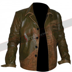Johnny Depp Green Distressed Leather Jacket