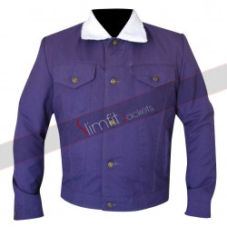 Slim Fit Men Purple Cotton Jacket