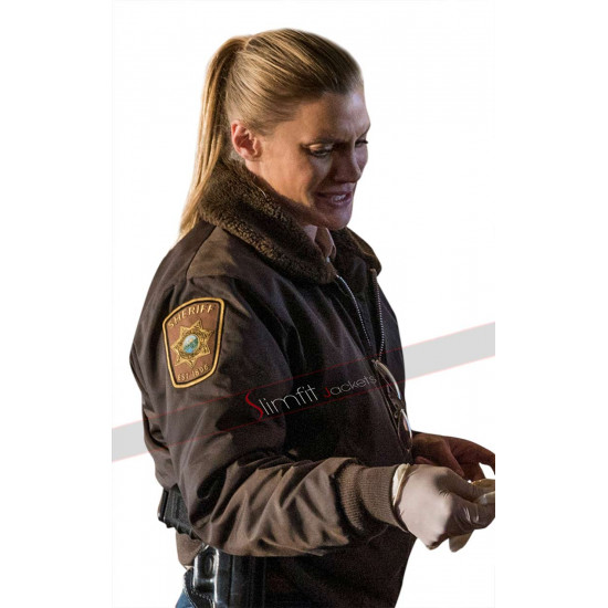 Sheriff Victoria Moretti Longmire Fur Collar Bomber Jacket