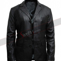 Black Multi Pockets Leather Biker Jacket