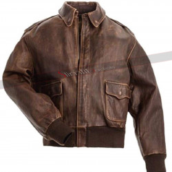 A2 Aviator Air Force Pilot Men Vintage Distressed Brown Leather Bomber