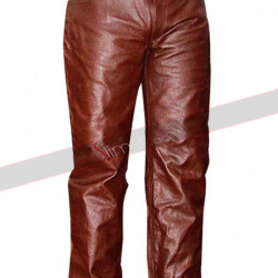 Brown Men's Real Leather Pants