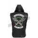 Black DX Logo Leather Zipper Hoodie Vest