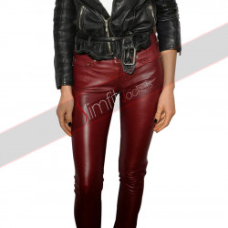 Maggie Q Biker Leather Jacket Pants