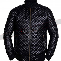 Men's Black Motorcycle Leather Quilted Jacket
