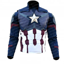Captain America Avengers 4 Endgame Steve Rogers Blue Leather Jacket