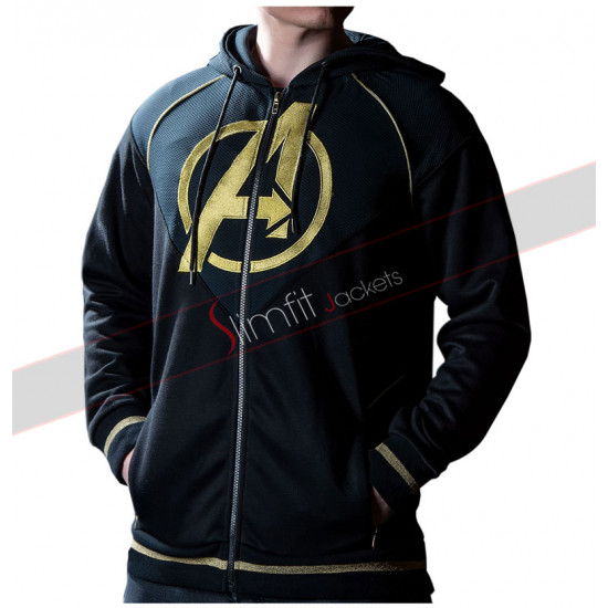 Avengers Endgame Quantum Realm Black Fleece Hoodie Jacket