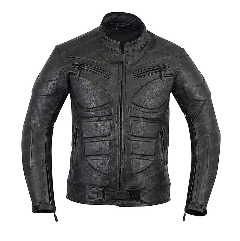Mens Fashion Oblivion Real Leather Motorbike Jacket with Armor Protection Black 