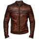 Mens Biker Vintage Brown Bomber Leather Jacket
