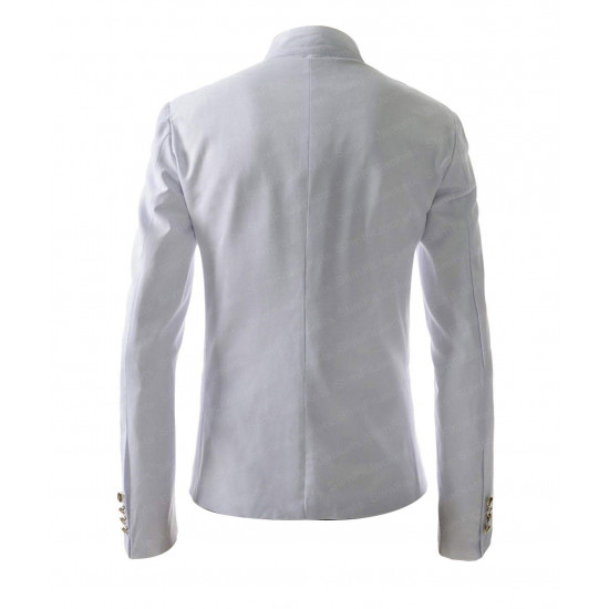Men's Casual Double Breasted High Neck Cotton Jacket