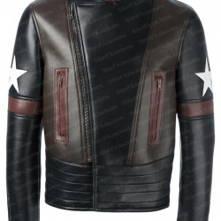 Black Star Patch Biker Leather jacket