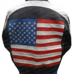 Men's US American Flag Biker Leather Jacket