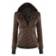 Women Leather Jacket With Removable Hoodie