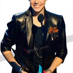 American Music Awards 2010 Justin Bieber Black Leather Jacket