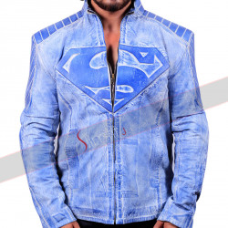 Blue Superman Denim Style Leather Jacket