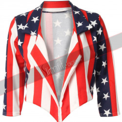 American Flag Ladies Motorcycle Leather Jacket