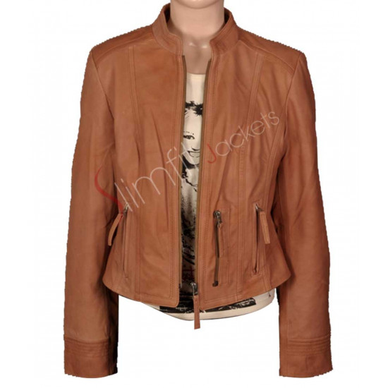 Women's Island Lived-In Brown leather Jacket - Slimfitjackets